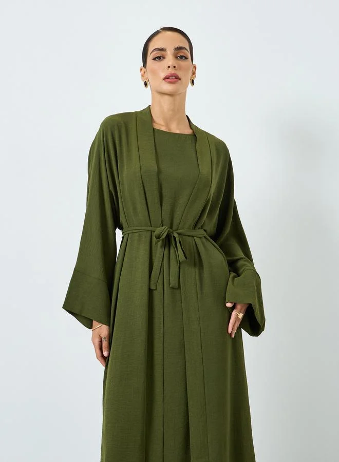 تايك تو طقم محتشم عباية سادة بأكمام طويلة وفستان